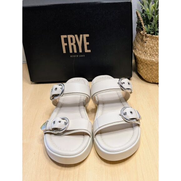 Frye Ivory Maya Buckle Leather Sandals Women's Size 8 NIB - Picture 5 of 13